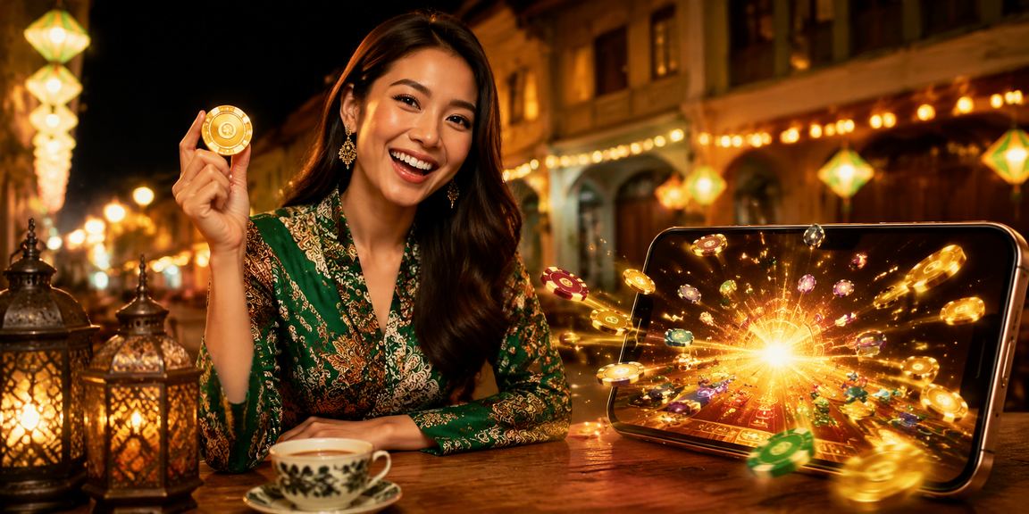 Pengguna Ipoh menggunakan telefon pintar untuk bermain kasino dengan corak batik